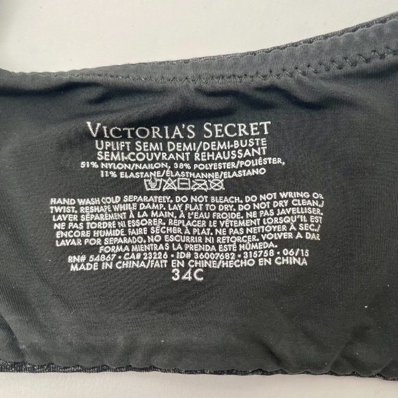 Victoria's Secret Uplift Semi Demi Bra, Charcoal Grey, Size 34C - Picture 6 of 8